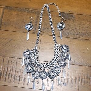 Silver Necklace and Earring Set